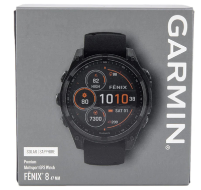 Часы Garmin Fenix 8 —47mm Solar Sapphire Carbon Gray DLC Titanium Black / Pebble Gray