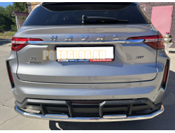 Защита заднего бампера угловая большая двойная d60/42 для Haval F7 2022-2024