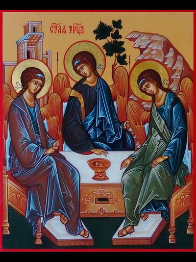 Троица Пресвятая. Рукописная икона.