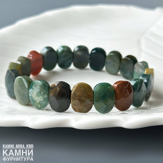 Браслет "Индийский агат" халцедон с яшмой, хлоритом, кварцем овалы в огранке 14х10 мм, цена за штуку