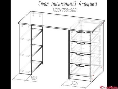 МОЛОДЕЖНЫЙ-1М Стол письменный 4-ящика правый