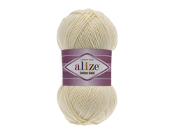 Пряжа Cotton Gold Alize (Ализе Коттон голд) Состав: 55% хлопок и 45% акрил Вес: 100 гр Метраж: 330 м. цвет Белый  01