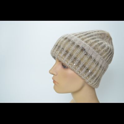 Шапка Vizio 1023 CRY бежевая с отворотом