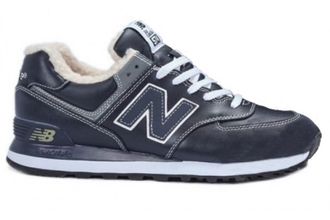 New Balance 574 синие, кожа/мех (41-46)