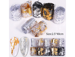 ДЕКОР ДЛЯ НОГТЕЙ ВУАЛЬ С ФОЛЬГОЙ 10ШТ