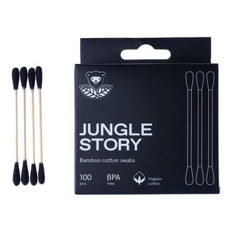 Палочки ватные с чёрным ультрамягким хлопком, 100шт (Jungle Story)