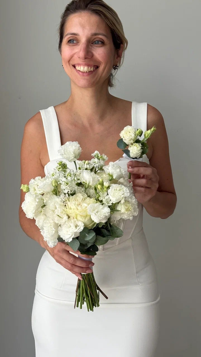 Букет невесты & Бутоньерка № 1400