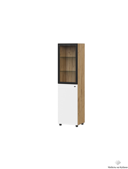 Милан Пенал со стеклом Дуб Золотой/Белый Матовый