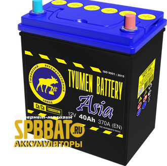 Аккумулятор Тюмень Азия ток 370А (TYUMEN BATTERY Asia) 6СТ-40LR (Ca/Ca) О/П (187x128x203) обратная полярность - +