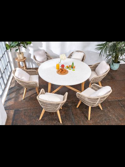 Стол обеденный из тика Talara круглый 150 см