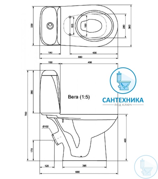 Унитаз JIKA VEGA косой выпуск с доставкой и установкой