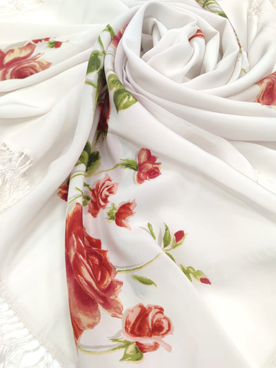 Павловопосадский платок Розы на снегу 1227-2