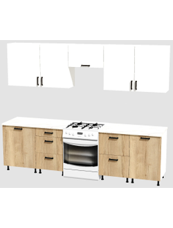 Кухня Эконом 2,1 метра (600х450х600х450) Цвет: Белый/Дуб Вотан