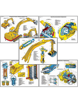Плакаты ПРОФТЕХ "Одноковшовые гидравлические экскаваторы" (24 пл, винил, 70х100)