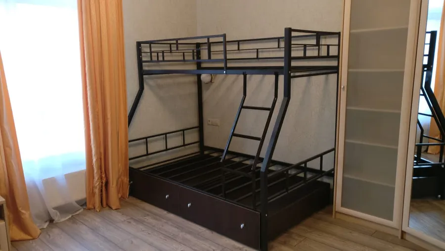 Двухъярусная кровать Раута черная +  ящики