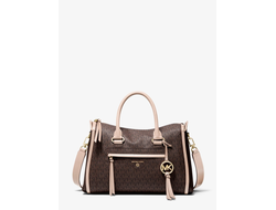 Сумка Michael Kors с надписями коричнево-розовая