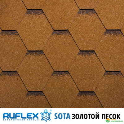 Гибкая черепица Ruflex Sota (Руфлекс Сота) цвет: Золотой песок