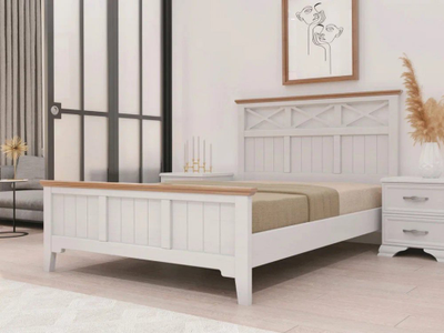 Кровать Грация-5 1600 Белый античный с карнизом Сосна (Браво)