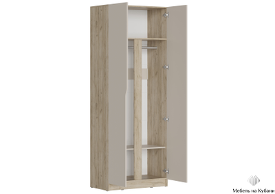 Лавена шкаф двухстворчатый ШК-002 Дуб Крафт Серый / Кашемир