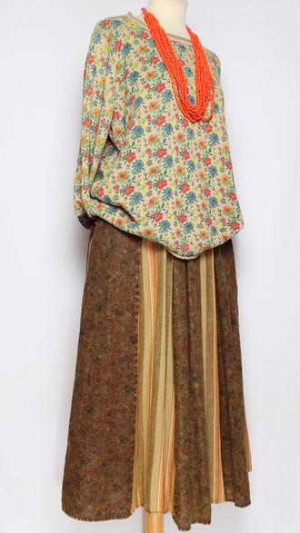 ЮБКА "МНОГО КЛИНЬЕВ" бежевая, кофе до р.52