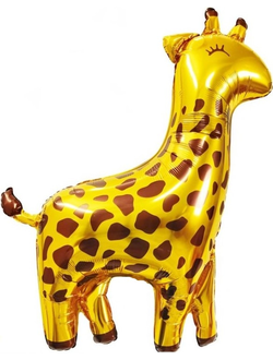 Фольгированная фигура с гелием "Жираф золото"