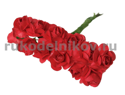 бумажные цветы "Роза", цвет-красный, 20х80 мм, 12 шт/уп