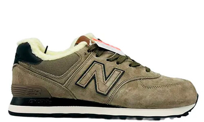 New Balance 574 Olive With Fur с мехом