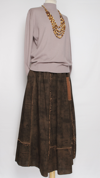 ЮБКА "Веточки винтажная"  коричневая до р.52