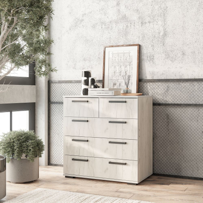 Комод Стандарт-5 NEW Дуб крафт белый, Ш800хГ460хВ829