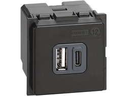 Зарядка USB двойная Bticino Living Now, механизм - K4287C2