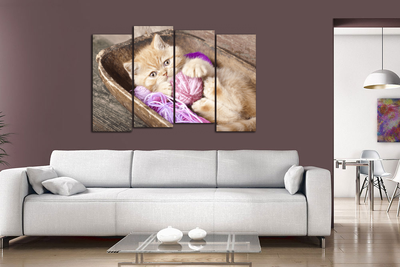 Модульная картина "Котенок с клубочком"
