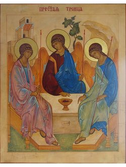Троица Святая. Рукописная икона.