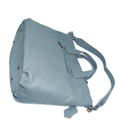 (АРТИКУЛ: 9912/8) СУМКА ЖЕНСКАЯ, БОЛЬШАЯ, НАТУРАЛЬНАЯ КОЖА, ГОЛУБАЯ, С ШИРОКИМ ПЛЕЧЕВЫМ РЕМНЕМ