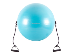 Мяч гимнастический с эспандером "Альфа Каприз" BF-GBE01AB d55см, лазурный