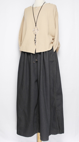 Рубашка Бохо "Муслин без ворота1" бежевая р.50,52,54,56,58,60