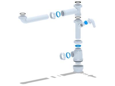Сифон для мойки 1 1/2*40 смещ. без выпуска [56882]
