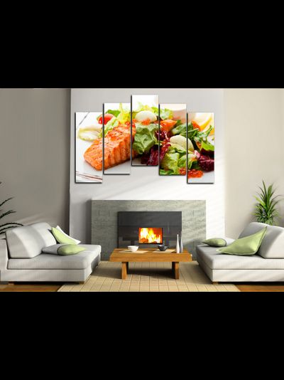 Модульная картина &quot;Форель с салатом&quot;