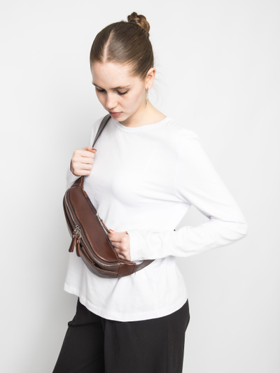 Кожаная поясная сумка Atessa Premium brown (арт. 
7009-53)