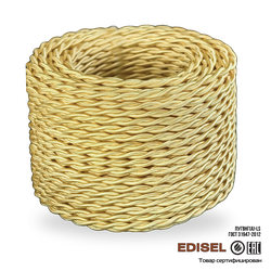 ретро провод 2х2.5 золотой шелк бухта 50м