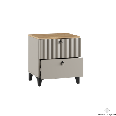 Ника Тумба прикроватная, ПВШ 400*516*410 (мдф бежевый мат-05 / лдсп кашемир + дуб делано)