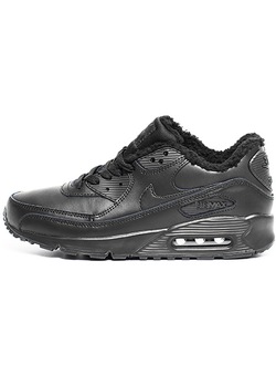 Nike Air Max 90 Running черные кожаные с мехом