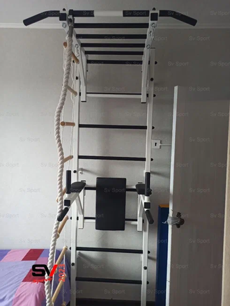 Шведская стенка с турником рукоходом, брусьями и детским навесным для дома к стене    "Рукоход"