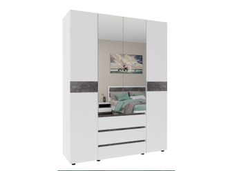 Rialto SK 1600 шкаф 4 створчатый (Риалто) Белый/Темный камень