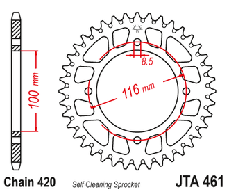 Звезда ведомая алюминиевая JT JTA461.49 (JTA461-49) (A461-49) для Kawasaki Off Road