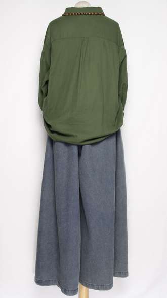 Рубашка Бохо "Муслин два кармана" хаки, малахит, графит, черная до р.54