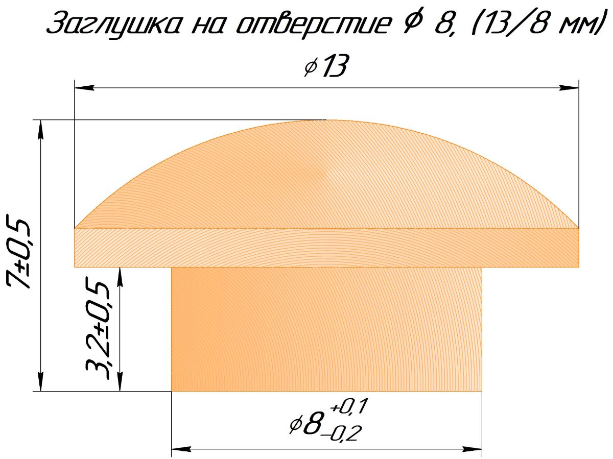 Размеры заглушки 13/8