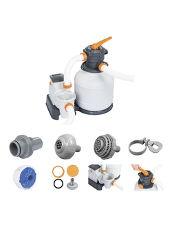 Песочный фильтр-насос 8327л/ч, резервуар для песка 20кг, фракция 0.45-0.85мм 58499#