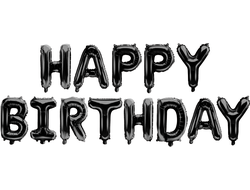 Набор шаров-букв Мини-Надпись Happy Birthday черная