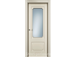 Кремовая дверь ДО Риан 2 эмаль, неоклассика со стеклом