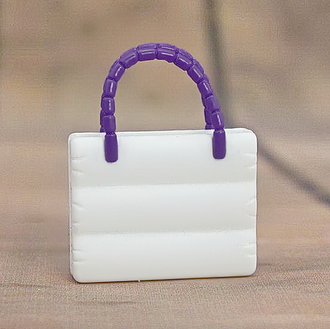 Белая сумка с двумя лиловыми ручками. (1354)